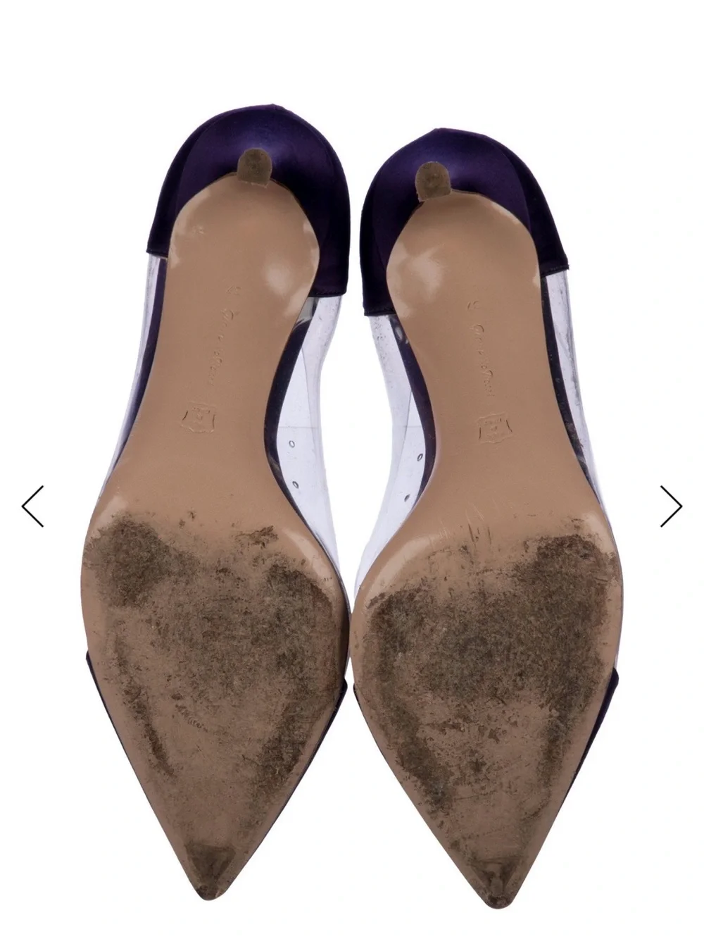 Gianvito Rossi Purple Satin Pointed-Toe Clear-Panel Pump